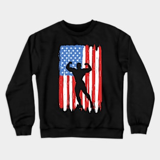 American Flag Bodybuilding Graphic Crewneck Sweatshirt